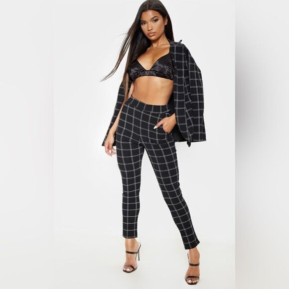 Adrienne Vittadini Black Check Pixie Ankle Cropped Pants Size 2 - Picture 9 of 10